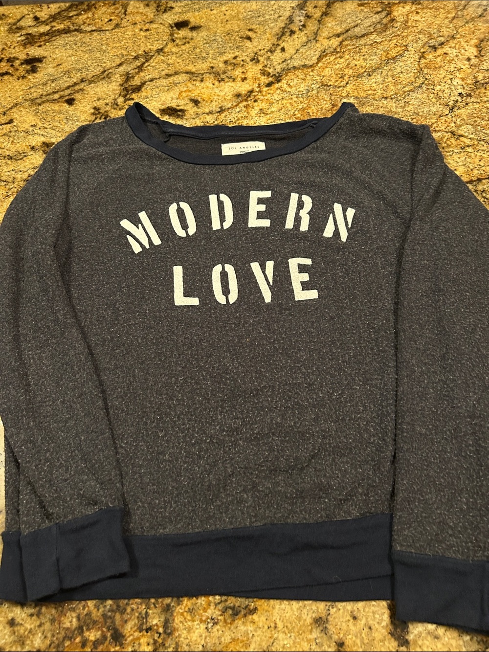 Sol Angeles Navy/Heather Gray "Modern Love" Crewneck Sweater